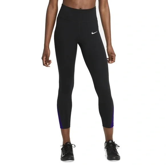 Nike Team One 7/8 Tight Black Leggings High Rise Mesh Ankle Size XS - Picture 1 of 8